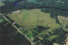 View, looking southwest, of the reclaimed Flambeau Mine.